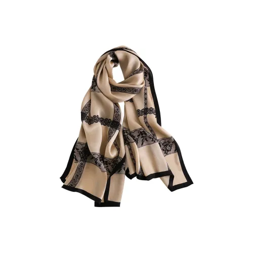 MITHAOL KUSC 100% шелк из тутового шелкопряда Шарфы Женские Кружево Кофе