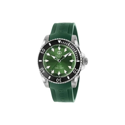 GUCCI Мужские часы Автоматический механический механизм Резиновый ремешок 40 мм Зеленый циферблат