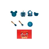 Микки Синий - Детская Силиконовая Столовая Утварь Подарочная Коробка - Набор из 6 Штук