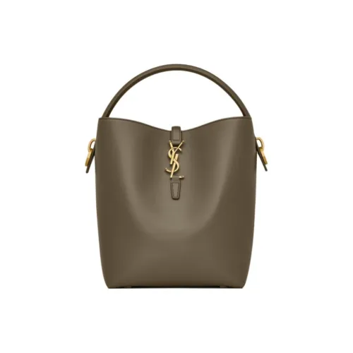 SAINT LAURENT Блестящая кожа ведрообразная сумка портативная сумка через плечо женская темный мускус