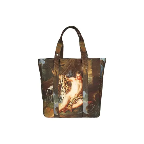 Vivienne Westwood 100% хлопок Тоут Сумка Сумка для покупок Сумка Обычная Женская Коричневая