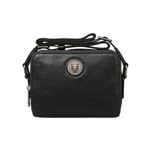 DOSRFINI Сумка через плечо из натуральной коровьей кожи стандартная мужская черная