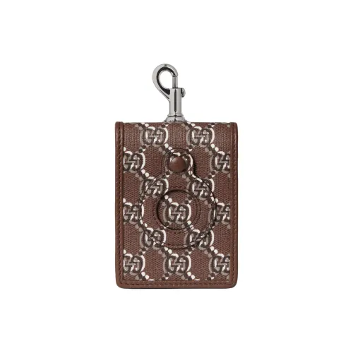 GUCCI Canvas с кожаными вставками цветовой акцент держатель для карт мужской коричневый