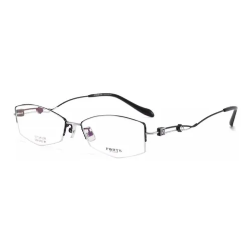 PORTS Титан Нерегулярная форма Оправы для очков Женские Черный