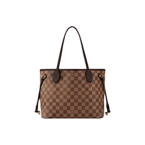 LOUIS VUITTON NEVERFULL Покрытый холст с кожаными вставками Тоут Сумка Сумка для покупок Сумка на плечо Сумка Обычная Женская Коричневая