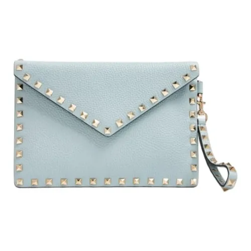 Valentino Rockstud Кожаный клатч женский светло-синий