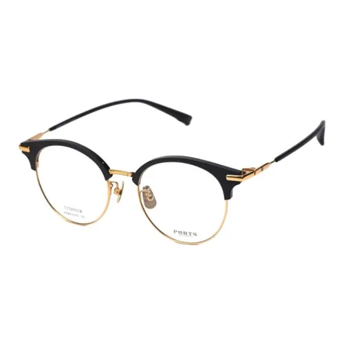 PORTS Титан Круглые Оправы для очков Мужские Черное Золото
