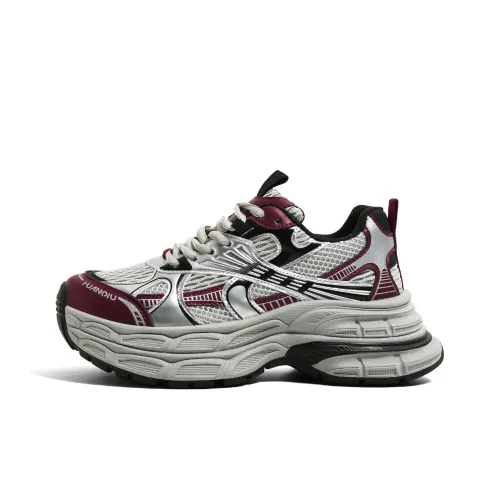 HUANQIU Низкий топ массивные кроссовки женские бордовый