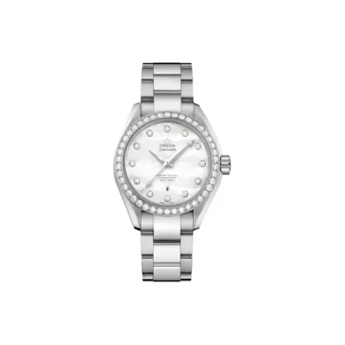 OMEGA Автоматический Механический Movement Женские AQUA TERRA 150 метров Часы 34 мм Жемчужная раковина Цвет