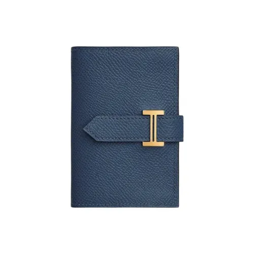 HERMES Bearn Epsom Телячья кожа Кошелек Мини Женские 7U Темно-синий