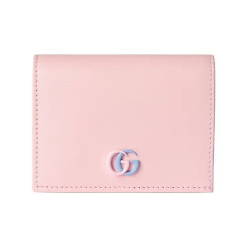 GUCCI GG Marmont Кожа Держатель для карт Женский Светло-розовый Красный Светло-синий