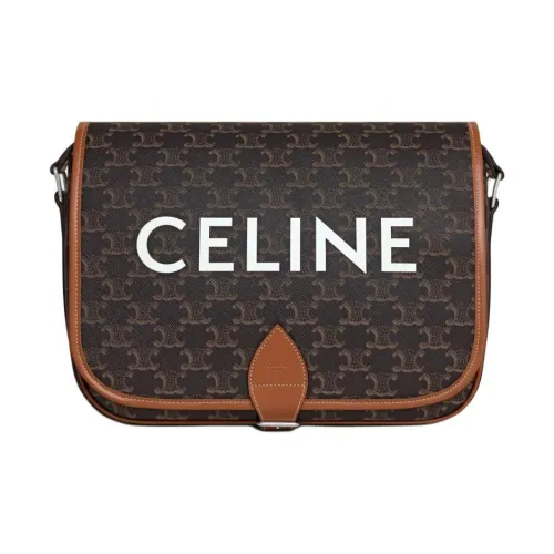 CELINE Folco Искусственная кожа с коровьей кожей Сумка через плечо Женская Рыжевато-коричневый