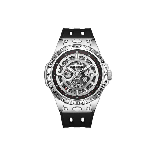 HANBORO Future Mecha Collection Механическое устройство силиконовый ремешок часы для мужчин черный циферблат