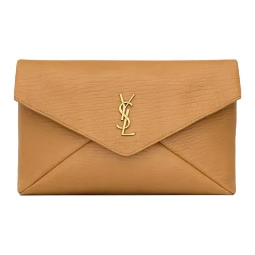 SAINT LAURENT Cassandre Lambskin Clutch Large Women's Yellow