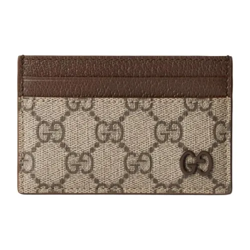 GUCCI Canvas с кожаными вставками держатель для карт мужской бежевый и эбеновый