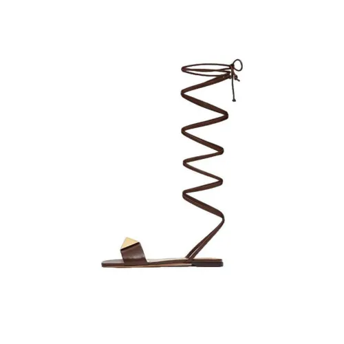 Valentino One Stud One Strap Sandals Women's Dark Brown