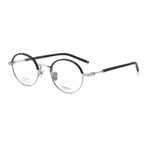 PORTS Титановый сплав Круглые Оправы для очков Унисекс Черный Серебряный