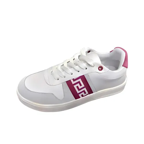 VERSACE La Greca Низкие Кроссовки для скейтбординга Женские Белые Розовые