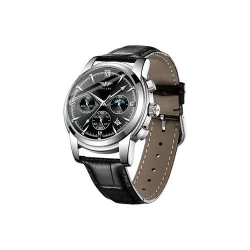 JINLERY Студенческие Мужские Часы Механические Секундный Отчет Кварцевый Механизм ПУ (Полиуретан) Ремешок Часы Мужские Черный Циферблат