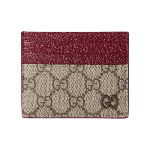 GUCCI GG Supreme Холст и Кожа Держатель для Карт Стандартный Мужской Бежевый и Эбеновое Дерево