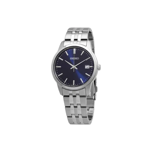 SEIKO Basic Series Кварцевый механизм часы с ремешком из нержавеющей стали 40 мм синий циферблат мужские часы