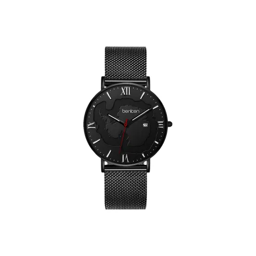 BENKEN Кварцевый механизм нержавеющая сталь ремешок мужские часы черный циферблат