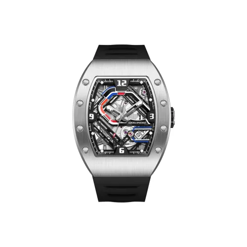 HANBORO Racing Track Collection Механические часы Силиконовый ремешок Часы для мужчин Черный циферблат