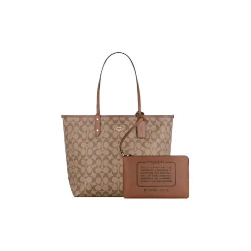 COACH Городская сумка из ПВХ сумка-тоут сумка для покупок большая женская коричневая