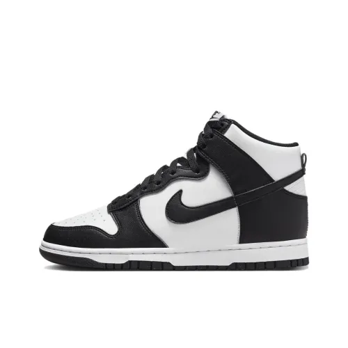 Nike Dunk High Slip Resistant Abrasion Resistant High Top Скейтборд Кроссовки Женские Черный Белый