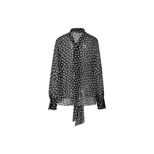 MOCO Рубашка Женская Черная Белая с Полка Дот