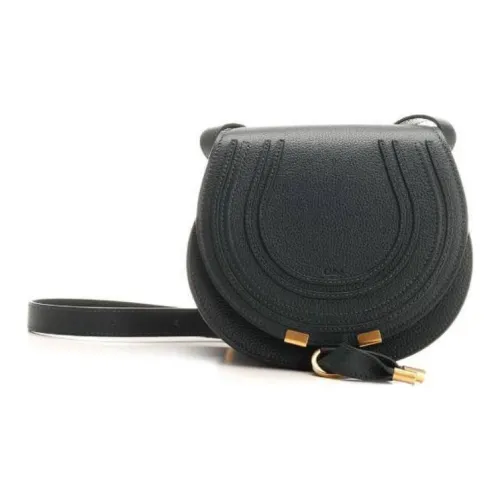 Chloe Marcie Телячья кожа с текстурой сумка через плечо Saddle маленькая сумка женская черная