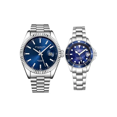 STUHRLING Schutzling Blue Angel Couple Watch Кварцевый механизм Нержавеющая сталь Ремешок 42 мм Синий циферблат Унисекс