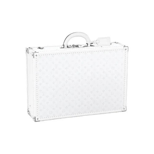 LOUIS VUITTON Taigarama TAïGA Кожа с Покрытым Холстом Твердый Чехол Хранение Коробка Унисекс Серебристо-Белый