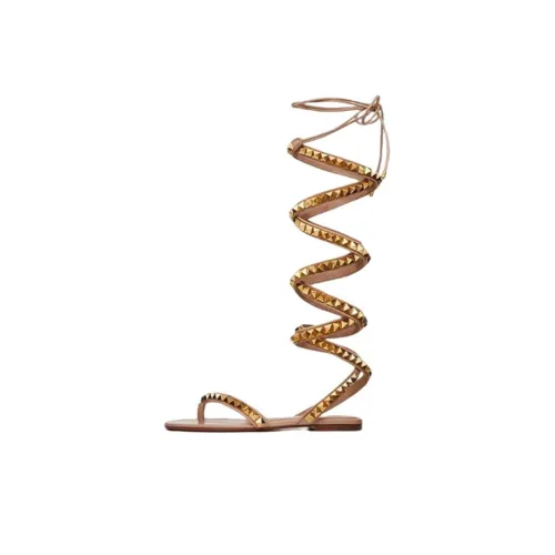 Валентино Рокстуд Нет LIMIT Наппа Удобный And Универсальный Stud Обувь one Ремень Сандалии Женские Золотой