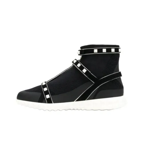 Valentino Rockstud GARAVANI Высокий Топ Спортивная Повседневная Обувь Женская Черный Белый
