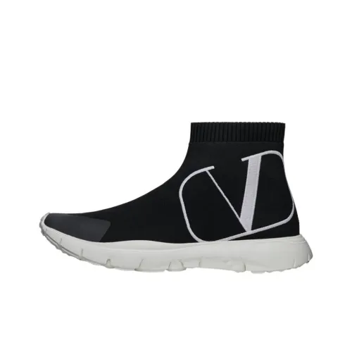 Valentino Vlogo Signature Износостойкие Высокие Топы Спортивная Повседневная Обувь Женская Черно-Белая