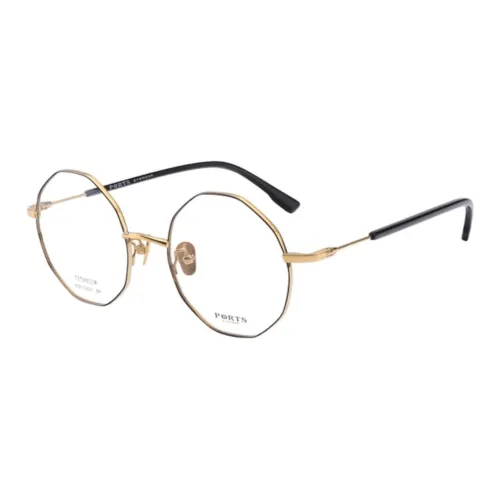 PORTS Пластиковая оправа Титан Нерегулярная форма Оправа для очков Женская Черный Золотой