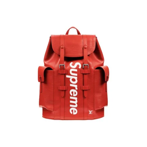 LOUIS VUITTON Supreme CHRISTOPHER Кожа Рюкзак Унисекс Красный