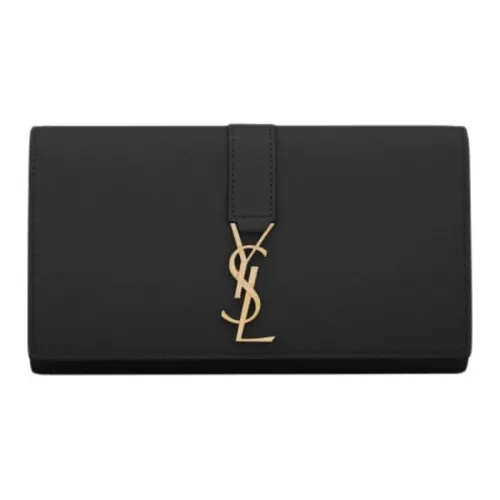 SAINT LAURENT Телячья кожа GRAIN LEATHER Кошелек Большой Женские Черный