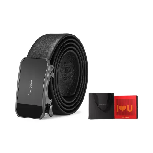 PIERRE CARDIN Ремни из крупнозернистой текстуры коровьей кожи Мужской Черный 3,45CM