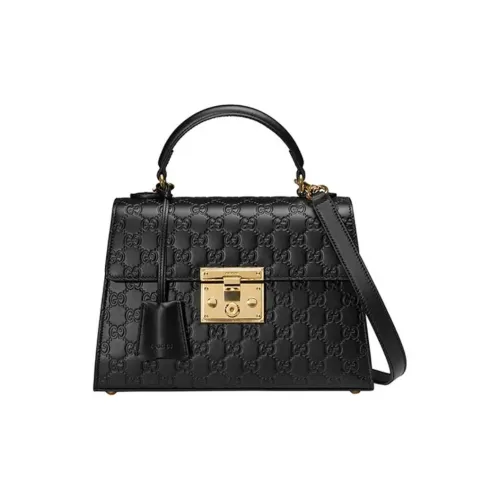 GUCCI Навесной замок кожа сумка с замком коробка сумка через плечо маленькая женская черная