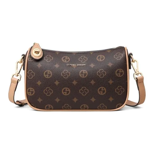 OUBOTE Сумка-пельмень из синтетической кожи обычная женская кофейного цвета