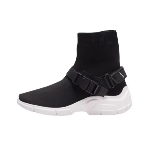 PRADA Высокие Топы Спортивная Повседневная Обувь Женская Черная