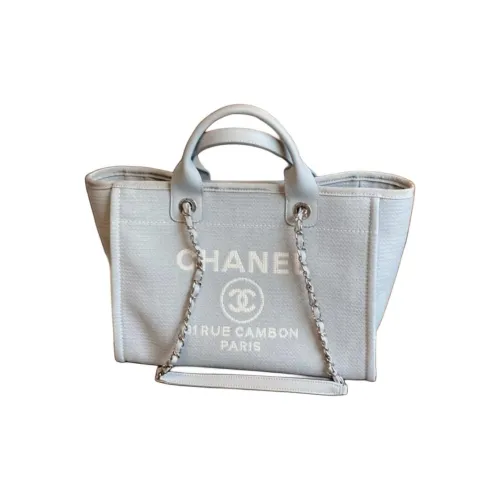 CHANEL Сумка Tote из смешанного волокна с плечевым ремнем из телячьей кожи сумка для покупок сумка через плечо женская серая