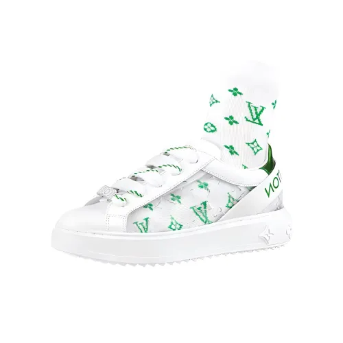 LOUIS VUITTON Низкий топ стильные скейтбординги Женские Белый Зеленый