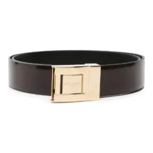 SAINT LAURENT Резьба Украшение Телячья кожа Кожаные ремни Женские Коричневый