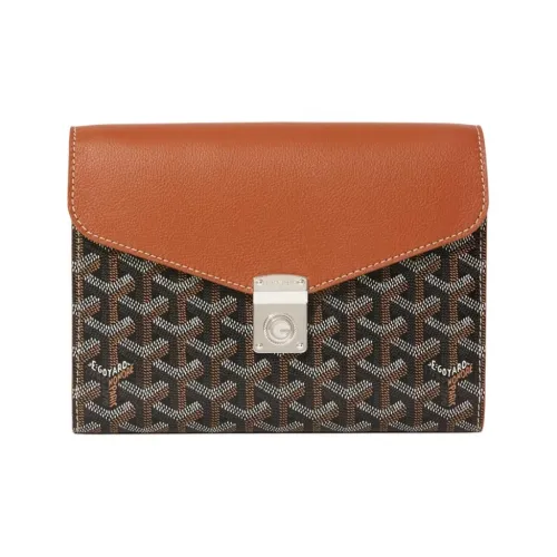 GOYARD Холст Телячья кожа Сумка через плечо Унисекс Черный Коричневый