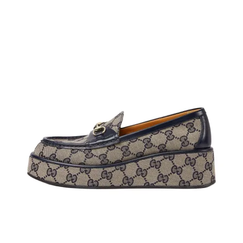 GUCCI Лоферы с пряжкой Horsebit 5 см женские бежевые