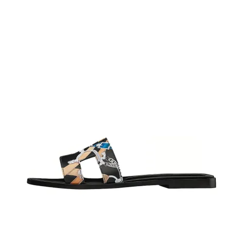 HERMES Oran Слипоны Женские Черный Белый Синий