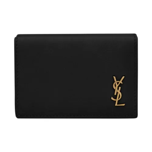 SAINT LAURENT Монограмма Телячья кожа Кошелек для монет Женские Черный